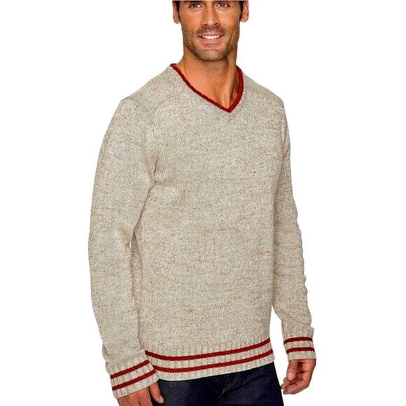 SMARTWOOL The Larimer V-Neck Merino Wool Sweater in Oatmeal Heather - Picture 2 of 9